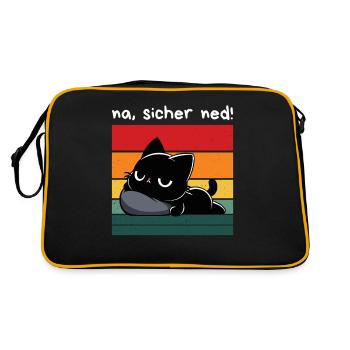 Na, sicher ned! – Grantige Katze mit Sarkasmus - Retro Tasche - Schwarz/Gold - Hinten