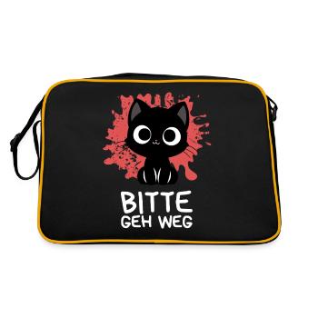 Bitte geh weg Süße schwarze Katze mit großen Augen - Retro Tasche - Schwarz/Gold - Hinten