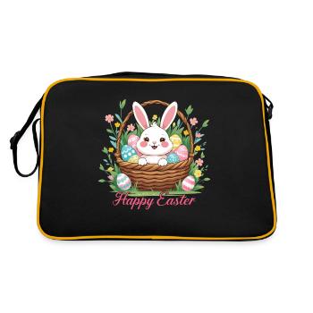 Joyeuses Pâques – Lapin mignon dans le panier de Pâques - Sac Retro - noir/or - Dos