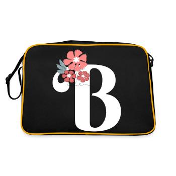 Buchstabe b Minimalistische Blumen - Retro Tasche - Schwarz/Gold - Hinten