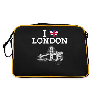 J’aime Londres Golden Gate Bridge Coeur Drapeau Jeu de mots - Sac Retro - noir/or - Dos