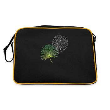 Line Art Palm Fan & Monstera Duo - Retro Bag - black/gold - Back