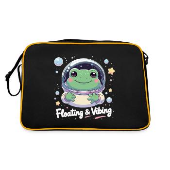 Floating & Vibing – Astronaut Frog in Space - Retro Bag - black/gold - Back