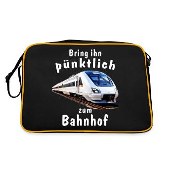 TRAIN Take him to the station on time - Retro Bag - black/gold - Back