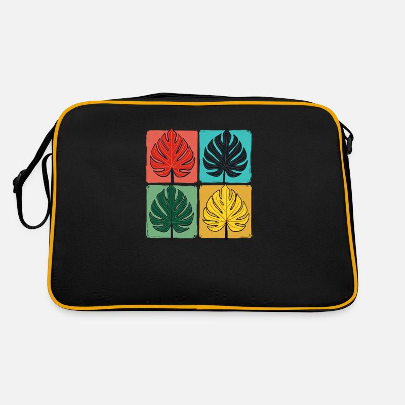 Retro Monstera Leaf Grid Retro Bag