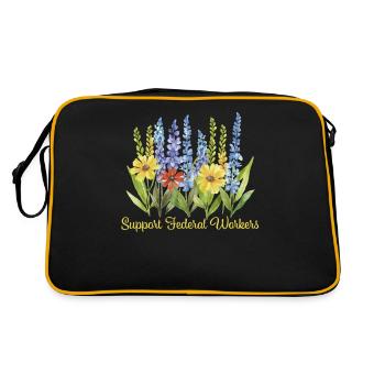Support Federal Worker Flower Motif - Retro Bag - black/gold - Back