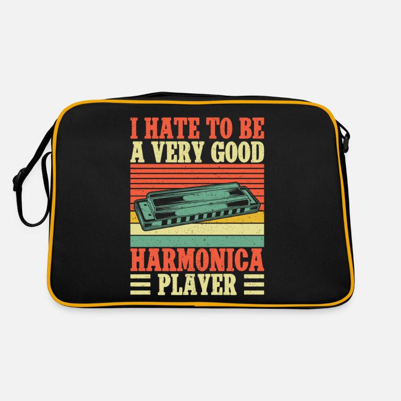 Funny Harmonica Player Hate To Be Very Good Player Retro Tasche