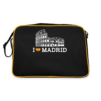 J’aime Madrid Coeur Drapeau Amoureux Colisée Espagne Jeu de mots - Sac Retro - noir/or - Dos