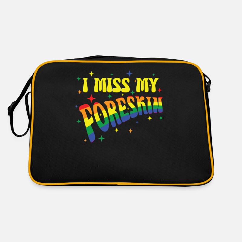 Rainbow Text: I Miss My Foreskin Retro Bag