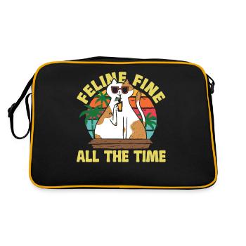 Escapade Chat Détendu Sur La Plage Féline Fine - Sac Retro - noir/or - Dos