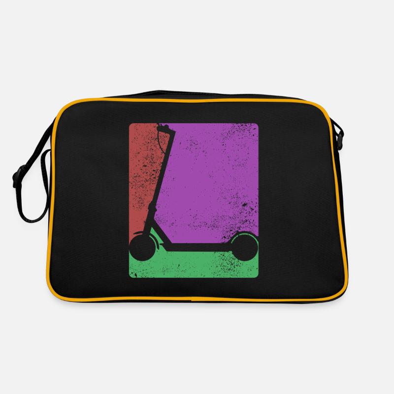 E-Scooter, Elektro Roller mit Akku - Retro Tasche - Schwarz/Gold
