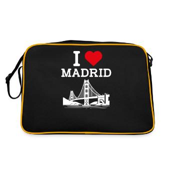J’aime Madrid Heart Flag Espagne Golden Gate Bridge - Sac Retro - noir/or - Dos