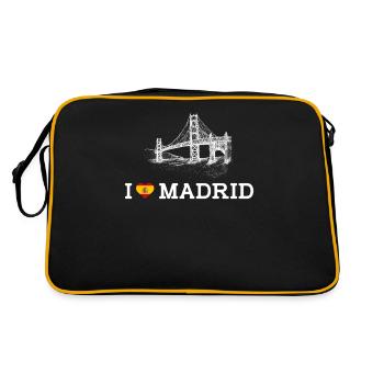 J’aime Madrid Espagne Drapeau du cœur Golden Gate Bridge - Sac Retro - noir/or - Dos