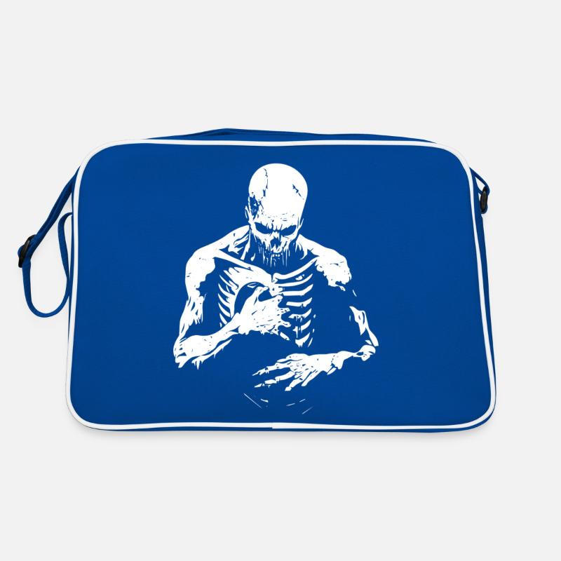 Zerfallender Zombie greift in Brustkorb Retro Tasche