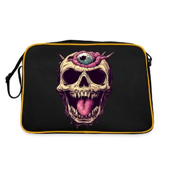 Disgusting Zombie Skull with Eye and Tongue - Retro Bag - black/gold - Back