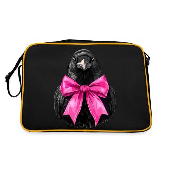 Coquette Bow Crow Raven Bird Girl Mom Pink - Retro Bag - black/gold - Back