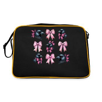 Coquette Bow Raven Crow Bird Girl Mom Pink - Retro Bag - black/gold - Back