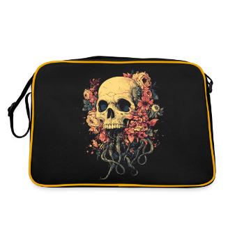 Crâne de fleur avec racines et tentacules - Sac Retro - noir/or - Dos