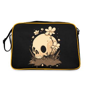 Mignon crâne avec prairie fleurie - Sac Retro - noir/or - Dos
