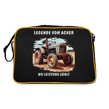 TRAKTOR LANDWIRTSCHAFT LEGENDE VOM ACKER - Retro Tasche - Schwarz/Gold - Hinten