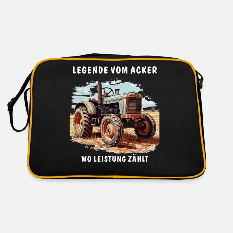 TRAKTOR LANDWIRTSCHAFT LEGENDE VOM ACKER - Retro Tasche - Schwarz/Gold