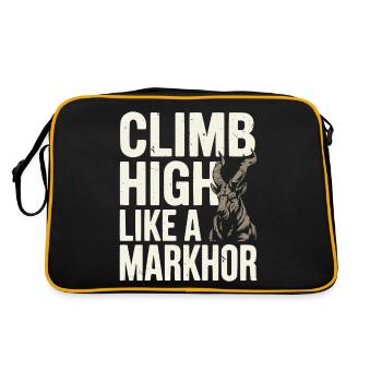 Markhor Liebhaber Tier Tier Wild Ziege Pakistan - Retro Tasche - Schwarz/Gold - Hinten