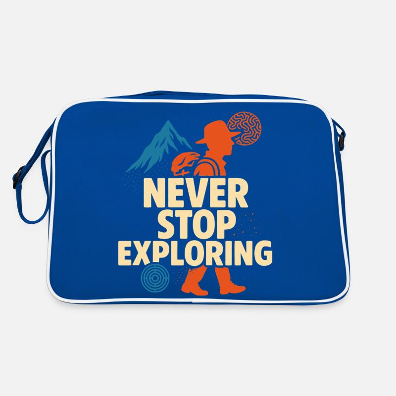 Never Stop Exploring Design Retro Tasche