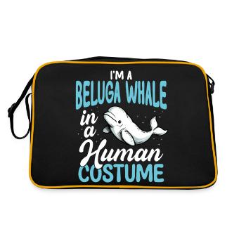 Beluga Whale in Human Costume Funny - Retro Bag - black/gold - Back