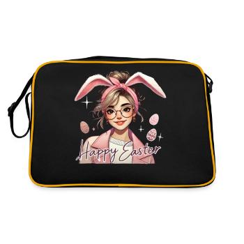 Joyeuses Pâques Fille avec des oreilles de lapin - Sac Retro - noir/or - Dos