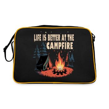 Life Is Better At The Campfire Funny Camping cool - Sac Retro - noir/or - Dos