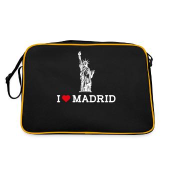 J’aime Madrid Statue De La Liberté Jeu De Mots Coeur Drapeau - Sac Retro - noir/or - Dos
