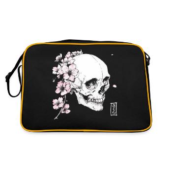 Crâne de cerisier en fleur de cerisier de style japonais - Sac Retro - noir/or - Dos