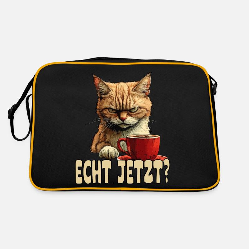 Funny cat with coffee and saying Retro Bag