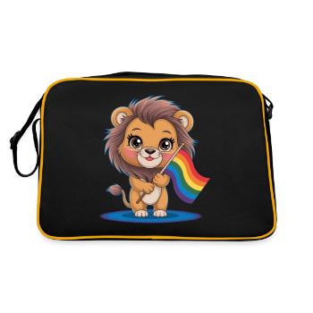 Lion mignon avec bannière arc-en-ciel - Sac Retro - noir/or - Dos