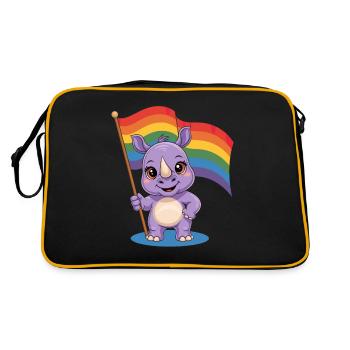 Rhinocéros mignon avec drapeau arc-en-ciel - Sac Retro - noir/or - Dos