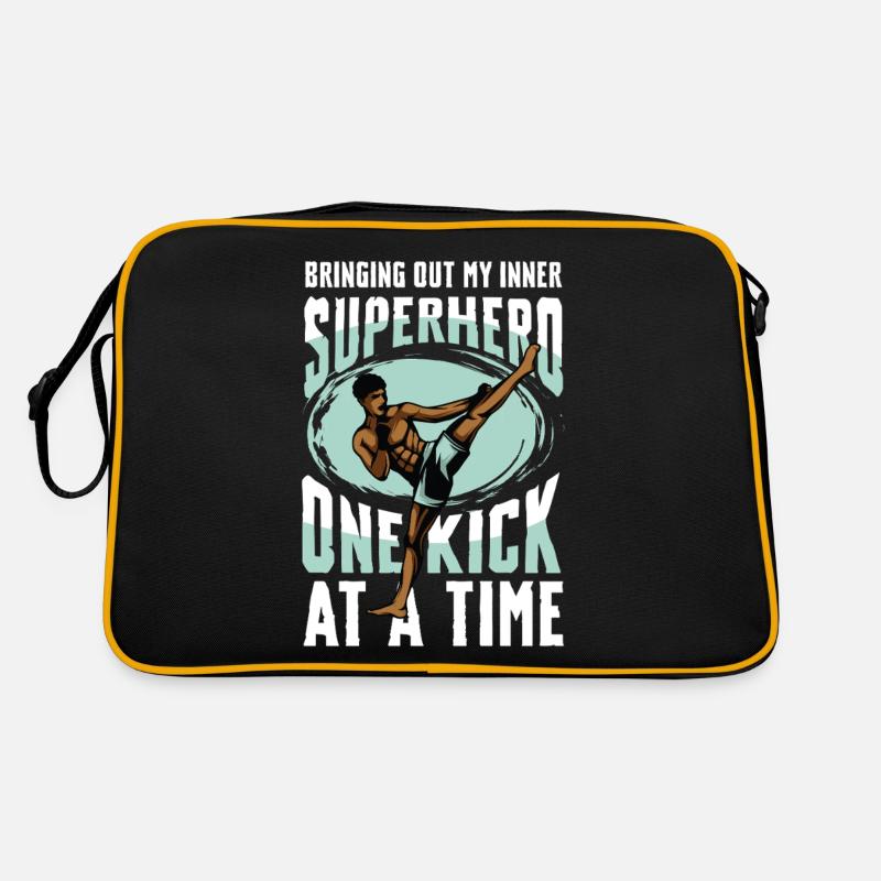 Muay Thai Superheld Ein Tritt zur Zeit Retro Tasche