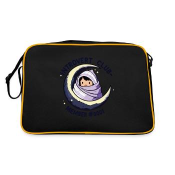 Introvert Club – Gemütliches Mond-Design für Intro - Retro Tasche - Schwarz/Gold - Hinten