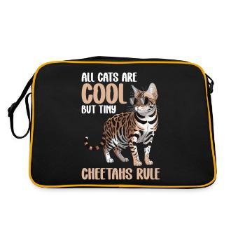 Alle Katzen Sind Cool, Aber Winzige Cheetahs - Retro Tasche - Schwarz/Gold - Hinten