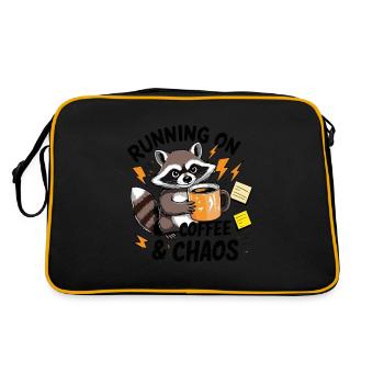 Coffee & chaos – raccoon in everyday stress - Retro Bag - black/gold - Back