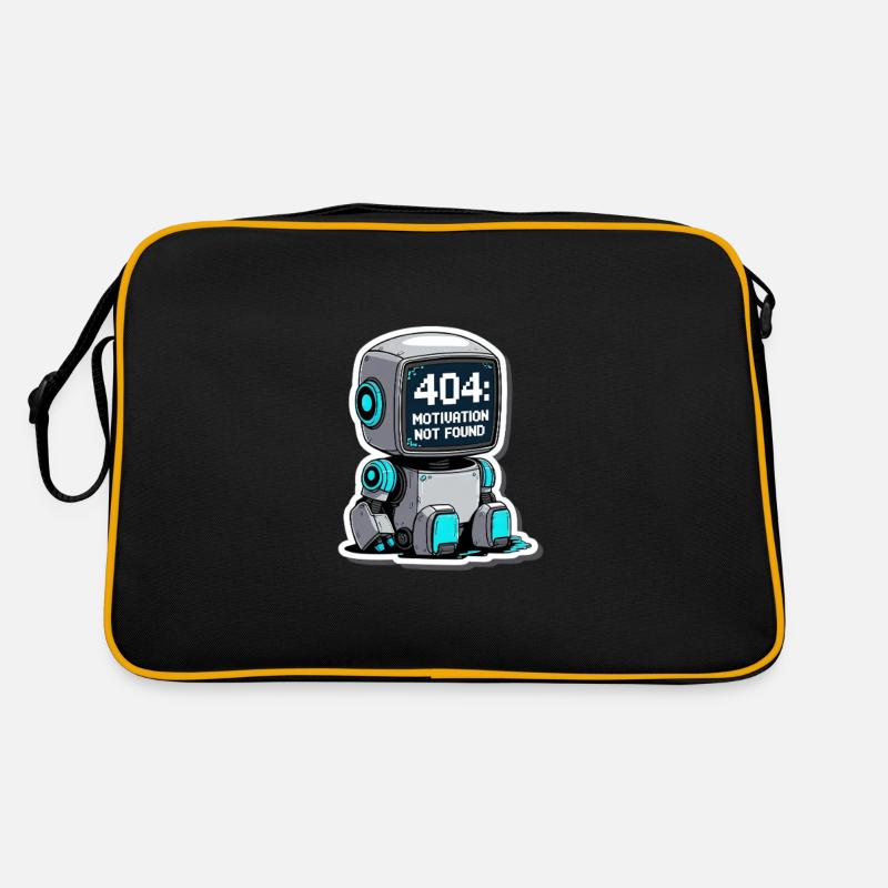 404 Motivation Not Found – Roboter am Limit Retro Tasche