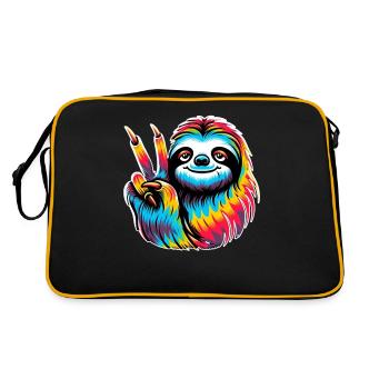 Paresseux Paix Hippie Style Batik - Sac Retro - noir/or - Dos
