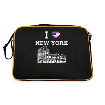 New York Lover Colisée États-Unis Drapeau Coeur Humour - Sac Retro - noir/or - Dos