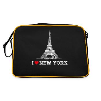 Amoureux de New York J’aime Tour Eiffel Coeur Drapeau Jeu de mots - Sac Retro - noir/or - Dos