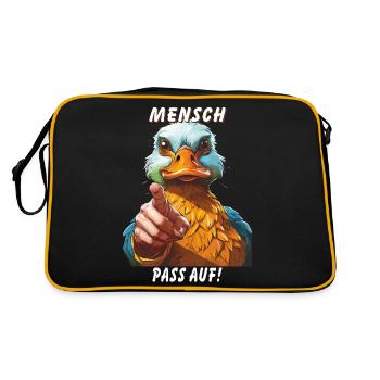 MENSCH PASS AUF! - Retro Tasche - Schwarz/Gold - Hinten