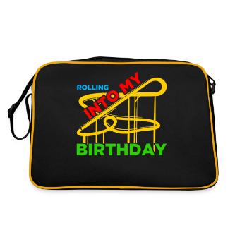 Rolling into Freizeitpark Rollercoaster Achterbahn - Retro Tasche - Schwarz/Gold - Hinten