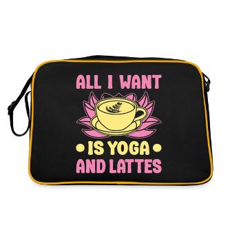 Yoga All I Want Is Yoga & Lattes Funny Yoga - Retro Bag - black/gold - Back