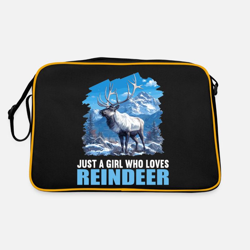 Rentiere Rentier - Retro Tasche - Schwarz/Gold