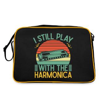 drôle d’harmoniciste jouer encore avec de l’harmonica - Sac Retro - noir/or - Dos