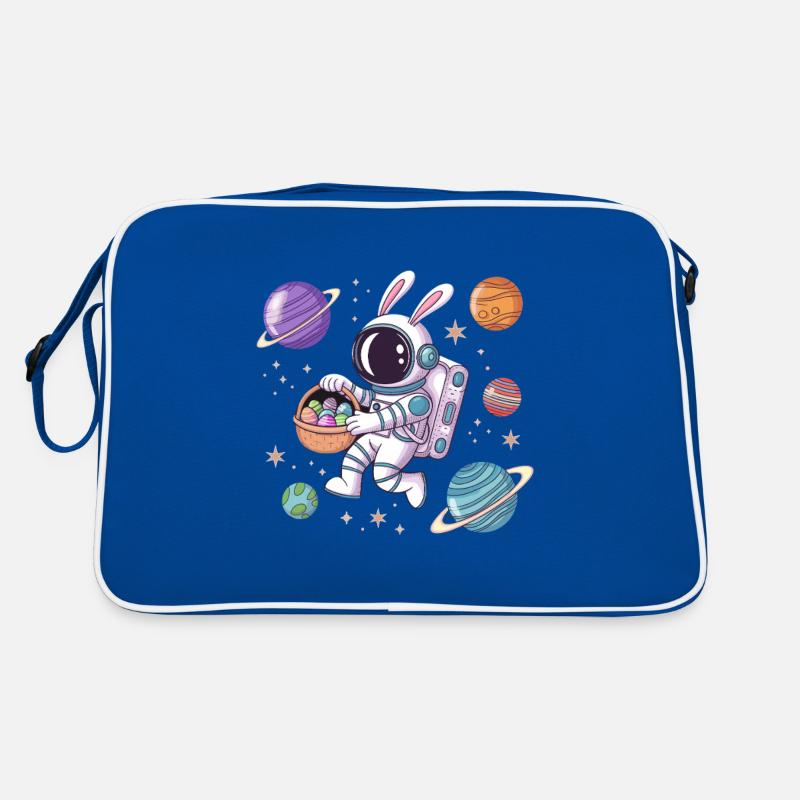 Easter Bunny Astronaut in Space with Planets Retro Bag