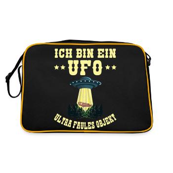 Ich Bin Ein UFO Ultra Faules Objekt Faultier Alien - Retro Tasche - Schwarz/Gold - Hinten
